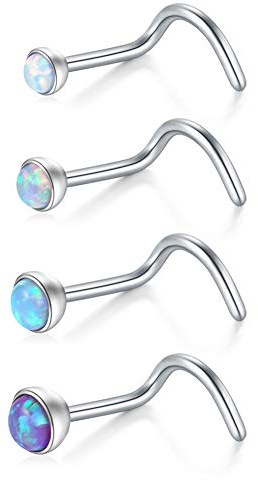 Funseedrr Silber Nasenpiercing Nasenstecker Spirale L Form Stecker Set Edelstahl Piercing Nasen Schmuck 0,8mm