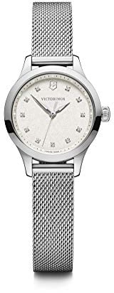 Victorinox Damen-Uhr Alliance XS, Damen-Armbanduhr, analog, Quarz, Wasserdicht bis 100 m, Gehäuse-Ø 28 mm, Armband 12 mm, 43 g, Silber