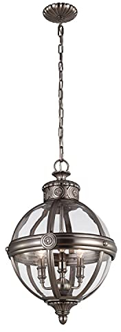 Licht-Erlebnisse Viktorianische Hängelampe Metall Glas in Nickel rund Vintage Design Pendelleuchte Esszimmer Esstisch