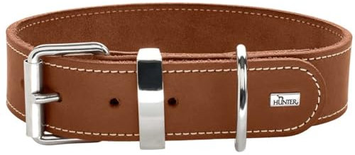 HUNTER AALBORG SPECIAL Hundehalsband, Leder, strapazierfähig, komfortabel, 65 (L), cognac