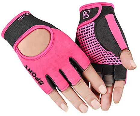 Clobeau Biking Gloves Kids Boys Girls Cycling Exercise Half Finger Fingerless Gloves Child Motor Bike Riding Anti-Slip Weight Lifting Bikes Workout Climbing Bicycle Glove Gym Skate Glove