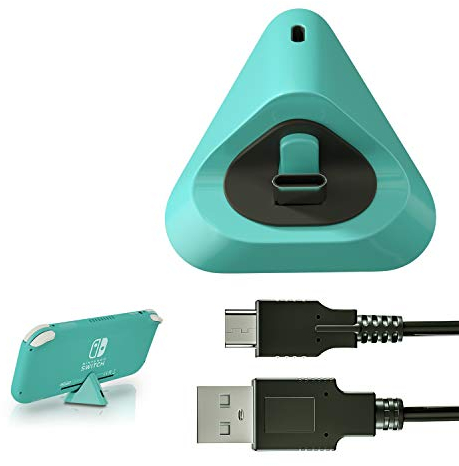 Charger Dock for Nintendo Switch lite, Charging Stand for Nintendo Switch lite with Type C Input Port and USB C Charging Cord-Turquoise