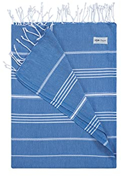 Captain&Mermaid® Premium XXL Strandtuch aus 100% Baumwolle | Badetuch | Handtuch | 220x160 | Peshtemal | Sauna Tuch | Hamam Tuch | leicht, dünn & extra groß (XXL Blue Lagoon)