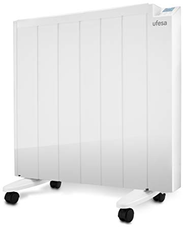 Ufesa EM1200 Emisor Térmico con 1200W de Potencia, 6 Elementos, 4 Modos: Confort, Económico, Anti-hielo y Stand-by, Temperatura ajustable de 5 a 35ºC, Display LCD, Programación Diaria y Semanal