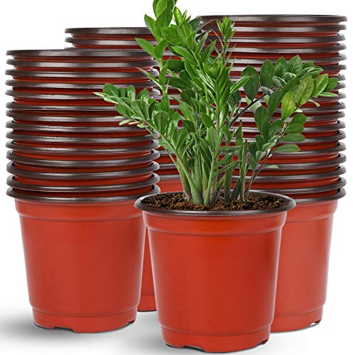 Augshy Plastik Blumentöpfe, 110 Stück Kunststoff Pflanztöpfe 15cm Anzuchttöpfe Rot Blumentöpfe für Sukkulenten Setzlinge Stecklinge Umpflanz