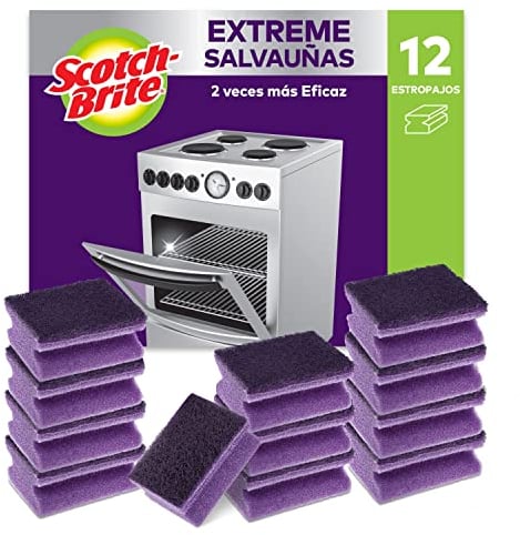 Scotch-Brite Extreme, Éponge grattante, 12 par lot - Pour le nettoyage des casseroles, poêles, grills et grilles de four
