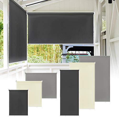 UISEBRT Außenrollo Senkrechtmarkise Rollo Beschattung Balkonrollo Außen Sonnenschutzrollo Balkonrollo UV Schutz (180 * 240cm, Grau)