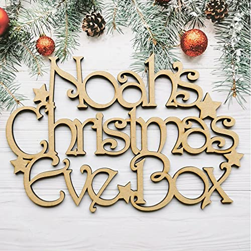 Personalised Christmas Eve Box Topper - ANY NAME CUSTOM Gift Box Decoration Craft Wall Door MDF Wood Xmas Gift