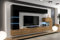 Furnitech Wohnwand Wohnzimmer - Wohnzimmer Möbel mit LED Blau - Hängend Wohnwand Modern - Wohnzimmer Schrankwand mit Regale und TV Schrank (AN89NEW-21BDZ-HGM24)
