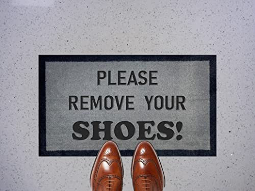 Artisan Kiss Grey Nylon Door Floor Mat Anti Slip Backing 70x40cm Gifts Presents Wedding Novelty (70 x 40 cm, Please Remove Your Shoes)