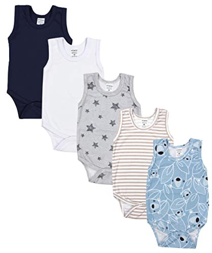 TupTam Baby Jungen Achselbody – Weicher Baby Body im 5er Pack aus Baumwolle, Body Baby Unifarben OEKO-TEX zertifiziert, Farbe: Farbenmix 5, Größe: 116
