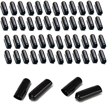 100 cappucci terminali in gomma da 5 mm (diametro interno), in gomma PVC, tappi rotondi per bulloni in plastica, protezioni per filettature, nero, lunghezza 15 mm