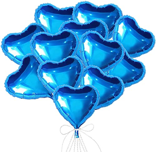 Herzballons Folienballons, 18 Zoll Herz Helium Luftballons, Herz Folienballon, Hochzeit Folienluftballon, Herzluftballons für Party, Geburtstag, Valentinstag, Hochzeit, 25 Stück, Blau