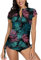 BesserBay Damen Rashguard Gedruckt UV Shirts mit Rundhals Topteil Fitness Badeshirt UPF 50+ L