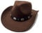 Cowboyhut Damen Herren Westernhut Fedora Hut Breiter Krempe mit Lederband (Braun)