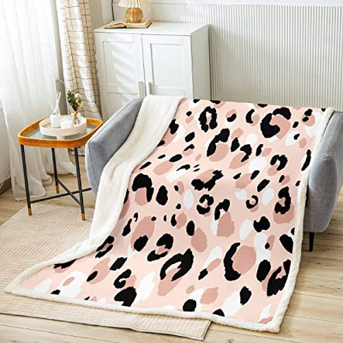 Kuscheldecke 80x150 cm 3D Leopardenmuster, Wolldecke Mode Flauschige Fleecedecke, Warme Sherpa Decke Wohndecke Sofadecke, für Tagesdecke Blanket Couchdecke