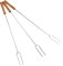 TOPINCN 3Pcs Barbecue Forks Multifunctional Stainless Steel Roasting Stick with Beech Wood Handle for Outdoor BBQ Camping 47.2cm