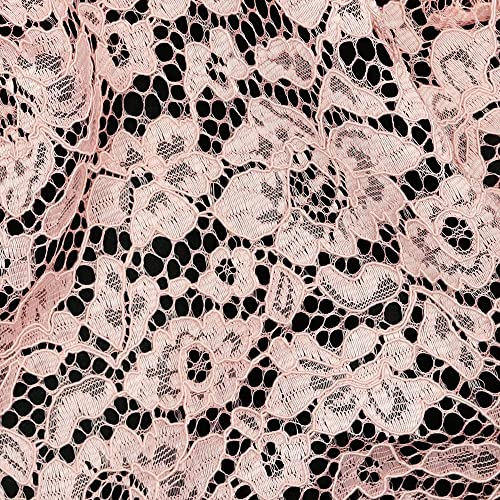 Stoff Meterware Spitze Blumen Polyester - 1 Meter, Damen, Kleider, Röcke, Dirndl, Schürzen, Deko, Damen, Kinder, Mädchen, Nähen (Rosa)
