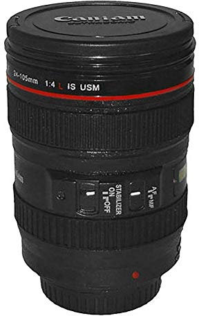 AMZLORD Tazas creativas con forma de lente de cámara SLR, vaso para beber de 420ml, con tapa