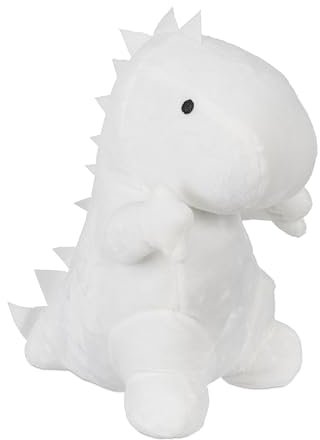 Relaxdays Türstopper Dino, Stoff mit Sandfüllung, Türpuffer für Boden, Deko Türsack Kinder, HxBxT: 23 x 14 x 21 cm, weiß