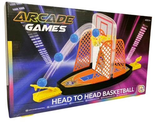RMS International Arcade Games - Head To Head Finger Shooting Mini Basketball Tabletop Game 2 Player Fun Sports Novelty Toy for Adults Kids 6+