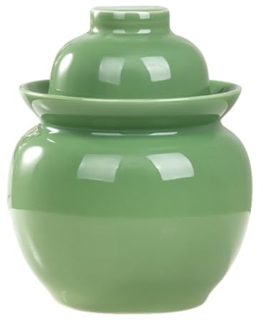 GVILTY Tarro grande de cerámica para pepinillos, tarro de fermentación, colorido recipiente de fermentación con tapa de cierre de aire de sellado de agua, tanque de fermentación para encurtir kimchi