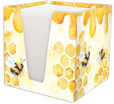 RNKVERLAG 46800 - Notizklotz Honey, Bienen, 900 Blatt, 70 g/m², 92 x 92 x 92 mm aus Karton, 1 Stück