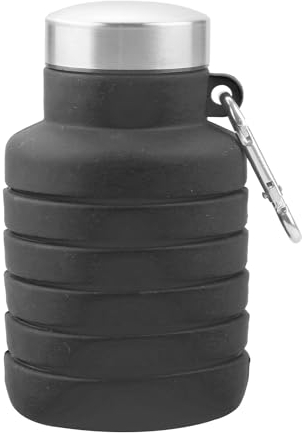 Luckious Collapsible Water Bottle: Silicone Travel Essential, Foldable Gym Bottle, Leak-proof Hiking Accessories - Available in Orange or Gray