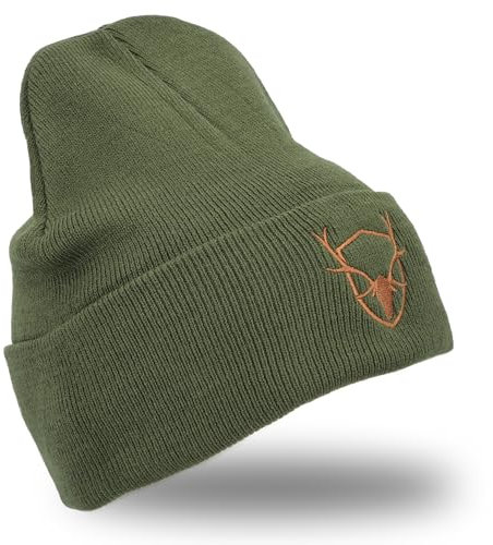 Royal Hunter® - Wintermütze für Jäger I hochwertige Jagdmütze I Jäger Mütze Cap Olive für die Jäger und Outdoor Enthusiasten I Jagdmütze Unisex mit eingenähtem Hirsch