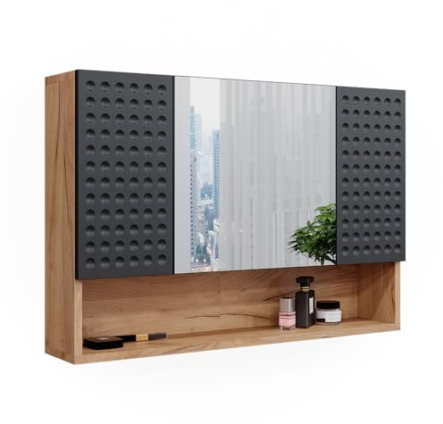 Vicco Armoire de Toilette Irma, Chêne de Force doré/Anthracite, 80.1 x 55 cm