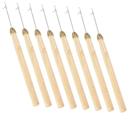 Anneome 8St Holzgriff häkeln stainless steel ausstecher rentier Haar-Dreadlock-Nadeln Werkzeuge zur Herstellung von Dreadlocks Bausatz Salon-Dreadlock-Tool Dreadlocks häkeln Haushalt Suite