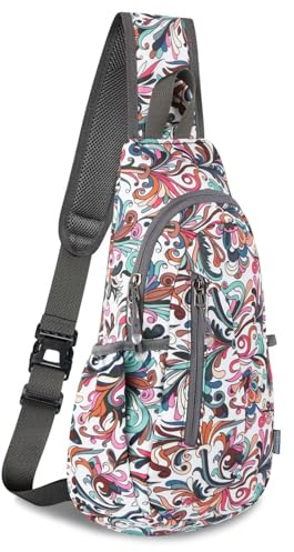 TITECOUGO Small Gym Sling Chest Bag Side Crossbody Backpack Waterproof Lightweight Daypack with Adjustable Strap for Running Work Outdoor Sports Hiking Cycling Unisex (Mix- Magnolia Flower)