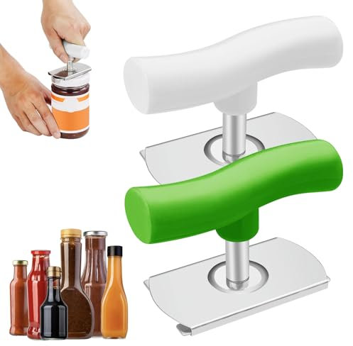 Dunkwckore 2PCS Abridor De Tarros, Effortless Arthritis Jar Opener, Multifunción Abrelatas Ajustable Inoxidable, Abrelatas para Personas Mayores Ahorrar Trabajo Herramientas Cocina (Verde + Blanco)