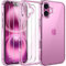 ivoler 3 in 1 Camera Cover for iPhone 16 6.1-Inch Case, 2 Pack Tempered Glass Screen Protector, Slim Soft TPU Shockproof Anti-Scratch Silicone - PINK