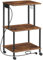 HOOBRO Carro de impresora con base de carga de 3 niveles con ruedas y patas ajustables, 3 ganchos, estructura atornillada, para oficina, salón, cocina, dormitorio, marrón vintage y negro EBF48CPS01