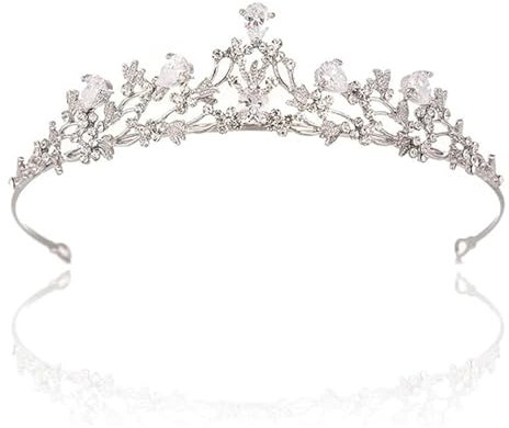 SSyang Krone Prinzessin Mädchen Damen Diadem Crown Kristall Tiaras Silber Prinzessinnenkrone Eleganter Queen Brautschmuck Strass Stirnband Geschenk Haarschmuck für Frauen Hochzeit Tanzparty(Silber)