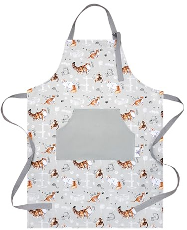 Adjustable Cotton Kitchen Aprons For Women With Pockets - Quick Dry Chef Apron's for Cooking, Baking, BBQ & Smoker Grill Aprons - Perfect Mothers Day Gifts For Baking Lovers (Cute Cats Design)