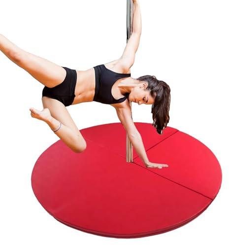 Pole Dance Matte Tanzstangen-Schutzmatte, 120 Cm, 150 Cm, 200 Cm, Rund, Faltbare Bodenmatte für Stripper-Stange, Tanzstange, Luftreifen, Lufttuchgurte, Fallschutzkissen(Red,200cmx3cm(78.7x1.2in))
