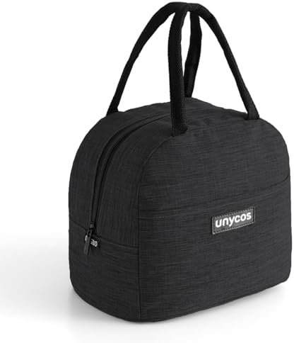 unycos - Bolsa Térmica Porta Alimentos【7L】 Nevera Portátil con Aislamiento, Lunch Box Impermeable, Hermética e Isotérmica, Porta Fiambrera para Almuerzo, Oficina, Viaje, Pícnic o Colegio (Negro)