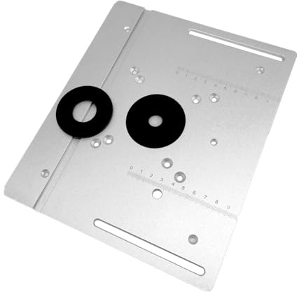 Einlegeplatte für Frästische, Aluminiumlegierung, 2-in-1-Holzbearbeitungsbank, Fräs- und Trimmmaschine, Klappbrett für hochpräzise Bohr- und Gravurprojekte, Silber, 85 x 85 mm, 70