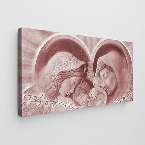 Giallobus - Quadro - Art Capezzale moderno - Tela Standard - 100L x 50l cm - 14 - Sacra Famiglia - Rosa antico - Pronto da appendere - Quadri moderni per la casa