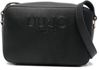 LIU JO Milano Borsa a Tracolla Donna, Borsetta Piccola in Similpelle Nera, con Cerniera e Logo in Rilievo