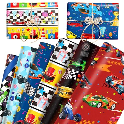 12 Blatt Rennwagen Geschenkpapier Fast Fast Speed Geburtstag Geschenkpapier