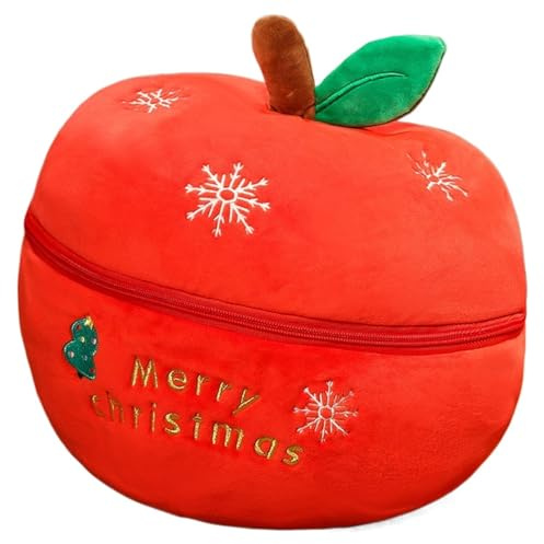 KUKUShining Weihnachten Apfel Kuscheltier, Weihnachtsapfel Plüschtier Süße Stofftier Mit Reißverschluss Weiche Plüsch Obst Heimdekoration Geschenke(20cm/7.8in)