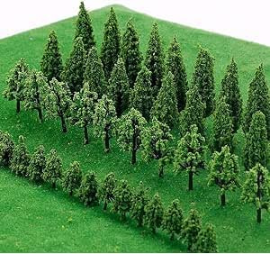 bzjqh Model Trees Kit 50pcs Mixed Scale DIY Scenery Building Set for Architectural Models, Train Sets & Dioramas 28/40/55/65mm