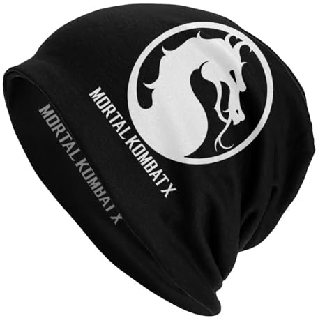 LUOJZGUMU Mortal Kombat X Logo Mützen, Strickmützen, lässiger Herbst, Winter, Street Skullies, Beanies, Herrenmütze, Damen, warme Doppelverwendungsmütze