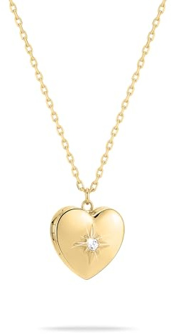 Tamaris Halskette für Damen, Halsschmuck in Silber, Gold & Roségold, Kette mit Herz-Amulett aus Edelstahl, wasserfest