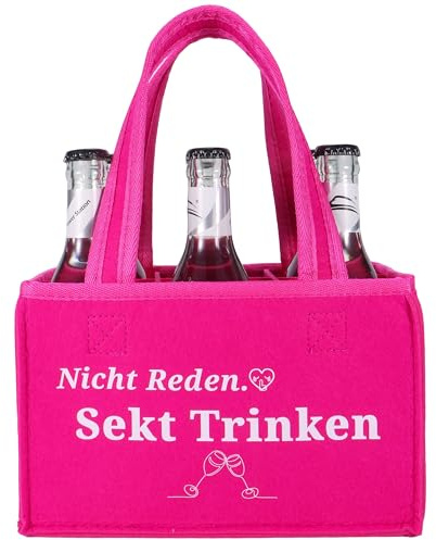 Lustige Flaschentasche Handtasche 6 Flaschen Tragetasche Feierabend | Personalisierte Geschenke Frauen,Feierabend Getränketasche für Bier, Sekt, Prosecco & Sprudel