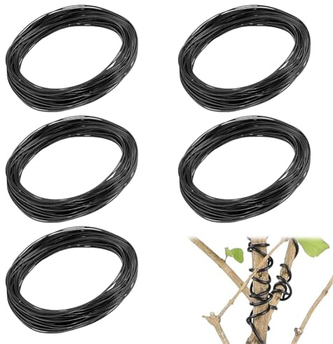 BNGXR 50 Meter Bonsai Draht Eloxiertes Aluminium Draht, 5 Größe Aluminiumdraht, Bonsai Training Kit, 1,0mm/1,5mm/2,0mm/2,5mm/3,0mm Aluminium Bonsai für Pflanzen und Bäume (Schwarz)