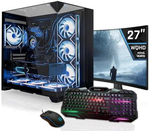 SYSTEMTREFF Gaming Komplett PC Set - Intel Core i9-14900K - RTX 5070 12GB | Intel 8-Kern CPU bis 6 GHz, 32GB DDR5, 2TB M.2 NVMe SSD, Nvidia Grafik, Windows 11, 27 Zoll TFT Display, für Gaming
